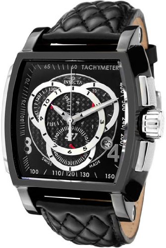 Invicta Men's 5401 S1 Chronograph Black Dial Black Leather Watch