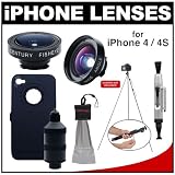 iPro Lens System for Apple iPhone 4 & 4S with Case, Handle, Fisheye & Wide-Angle Lenses + Folding Tripod + Accessory Kit