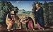Piero di Cosimo (Pugliese-Altar, Szene: Madonna throne at the end, St. Peter, St. John the Baptist, St. Nicholas of Bari and St. Dominic, predella, mean scene: Meeting of John the Baptist Jesus and the boys) Art Poster Print - 11 X 17