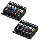 Shop At 247 ® Compatible Ink Cartridge Replacement for Canon PGI-225 + CLI-226 (2 Large Black, 2 Small Black, 2 Cyan, 2 Yellow, 2 Magenta, 10-Pack)