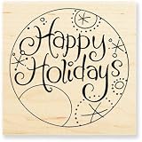 HAPPY HOLIDAYS TOPPER RUBBER STAMP FOR PAILS, CIRCLES for CRAFTERS