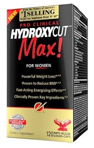 Hydroxycut Max-Pro Clinical Weight Loss For Women, 120 Capsules, Fast-Acting Energizing Effects