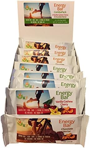 Gluten Free Nutrition Energy Bars by Health Junkie - 100% All Natural Food Bar Loaded with Organic Ingredients (Pack of 12) (Combo Box)