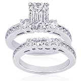 51OVz clqEL. SL160  1.50 Ct Emerald Cut Diamond 3 Stone Engagement Ring Set