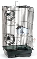 Blue Ribbon 3-Level Small Animal Cage, 14.3-Inch by 11.3-Inch by 25-Inch, Black/Smoke