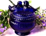 Cobalt Blue Lovebirds Atop Jar by IWDSC