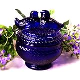 Cobalt Blue Lovebirds Atop Jar by IWDSC