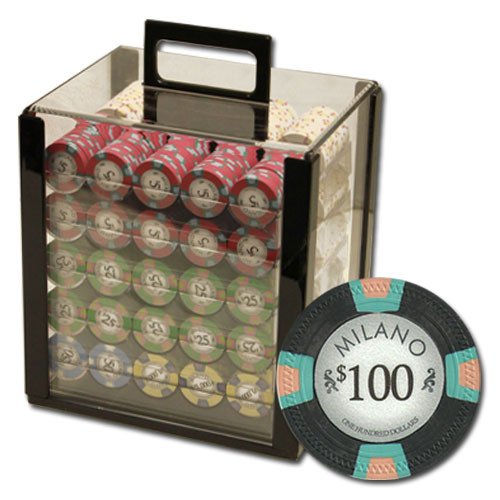 1000 Ct Milano Poker Chip Set by Claysmith Gaming in Acrylic Case