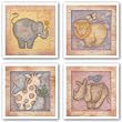 Rhino, Elephant, Lion, and Giraffe Set by Beth Logan 10"x10" Art Print Poster
