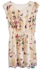 Chiffon Sleeveless Floral Print  Shirt Skater Dress 