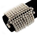 10 Strand Pearl Style Flex Cuff Bracelet (Ivory)