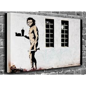 Banksy Evolution Poster Art Picture Urban Graffiti Roll Canvas (UNFRAMED) Size:16" x 12" (40 x 30 cm Approx)