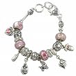 Light Pink Mom Theme Polished Bead Fashion Charm Bracelet