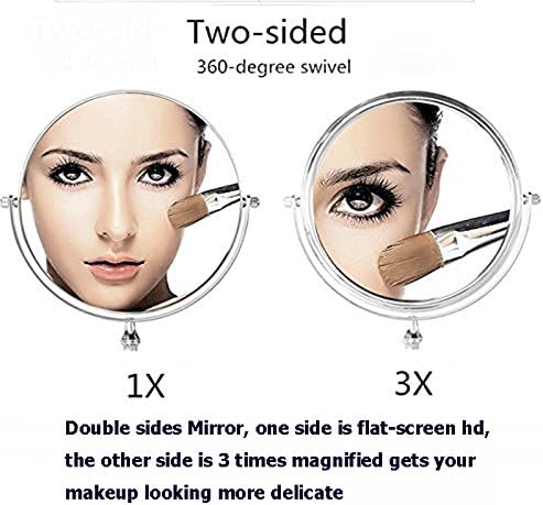 Mecora Classic Two Sided 360 Degree Tabletop Swivel Vanity Mirror 3x Magnification Chrome Finish Mm30301 (8-inch)