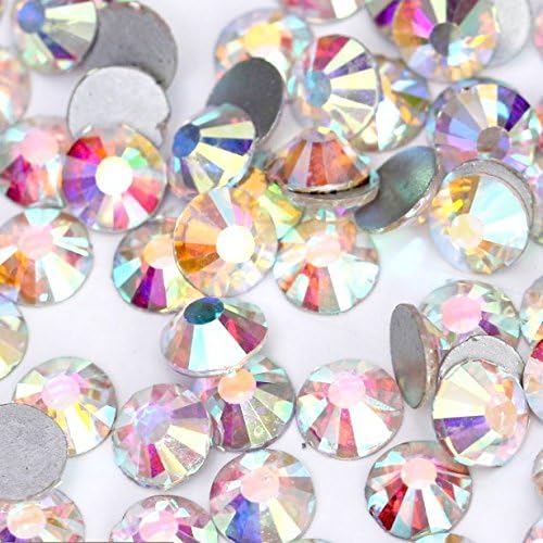 Crystal AB / Crystal FlatBack Glass Rhinestones Glue Fix High quality (ss3 (1.4mm) 1440 pcs, Crystal AB)