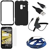 GTMax Black Hard Rubberized Snap On Case + Clear LCD Screen Protector + Car ....