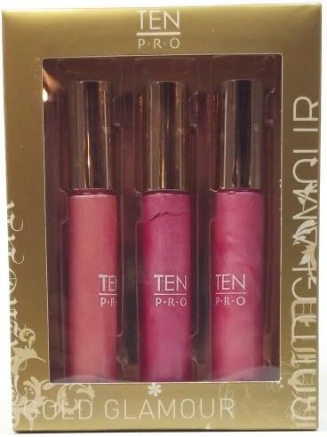 Ten Pro Gold Glamour Pro Lips Lip Wands for Hot Lips That Last Giving Your Lips Shimmering Gloss All Day Three in a Pack (1 Pack)