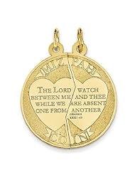 14K Yellow Gold Mizpah Charm Pendant Jewish Jewelry