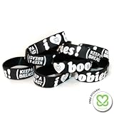 Keep-A-Breast 1 Inch I Love Boobies Bracelet Black/White