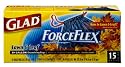 Glad Forceflex Lawn Drawstring Trash Bags, 39 Gallon, 15-Count Boxes (Pack of 6)