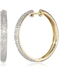 10k Gold Round-Cut Pave Diamond Hoop Earrings (1 cttw, H-I Color, I2-I3 Clarity)