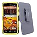 Cellularvilla Kickstand Case For ZTE Max N9520 (Boost Mobile) 3pc 3rd Gen Hard Soft Hybrid Kickstand Case with Holster Belt Clip Case Cover (Yellow Grey)