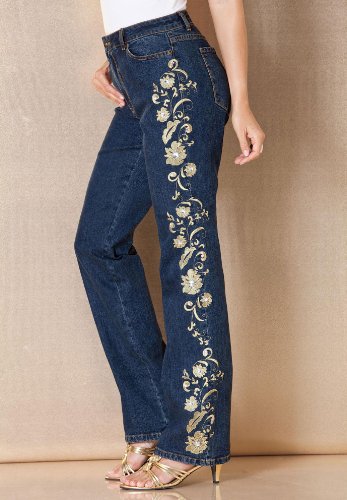 Roamans Plus Size Encrusted Stretch Denim Jeans by Denim 24/7 Roamans Plus Size Encrusted Stretch Denim Jeans by Denim 24/7