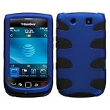 MyBat Dark Blue/ Black Fishbone Snap-On Cover Case For BlackBerry Torch 9800