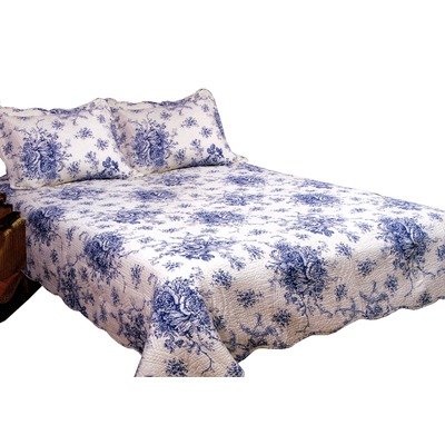 Lodge Living Q2090B-K / Q2090B-Q French Country Quilt Set in Blue Size: King
