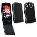 EMARTBUY SAMSUNG S5230 TOCCO LITE PREMIUM PU LEATHER BLACK FLIP CASE/COVER/POUCH WITH BUILT IN HOLDER + SCREEN PROTECTOR