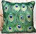 FablegentXH5 - Elegant Decorative Throw Pillow Cover - Peacock Feathers Design on Both Sides - Soft Velvet Fabric