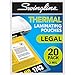 Swingline Laminating Sheets, Thermal Laminating Pouches Legal Size, 3mil, 20 Pack (3202061)