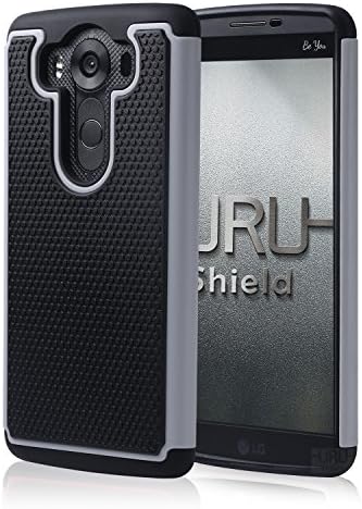LG V10 Case, URUShield [Spring Series] LG V10 Case [Black/Grey] Quality PC Silicone Defender Best Protective Anti-slip Anti-stretch Impact-resistant Dual Layer Hard Stylish Cover