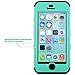 ULAK iPhone 5C Case, 3in1 Anti Slip iPhone 5C Case Hybrid with Soft Flexible Inner Silicone Skin Protective Case Cover for Apple iPhone 5C Minimal Mint Stripes + Black