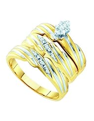 0.10CT CENTER MARQUISE DIAMOND TRIO SET