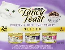 Purina Fancy Feast Wet Cat Food, Sliced, Poultry & Beef Feast Variety Pack, 3-Ounce Can, Pack of 24
