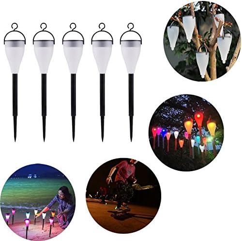 Pack of 5pcs Solar Landscape Lawn Lights,Color Changing Path Lights , LED Patio Lights for Veranda Park Square Beach Courtyard Home Holiday Christmas Party Wedding Outdoor Decoration