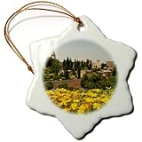 Danita Delimont - Julie Eggers - Gardens - Spain, Granada. The Generalife gardens, Alhambra grounds. - Ornaments - 3 inch Snowflake Porcelain Ornament (orn_188632_1)