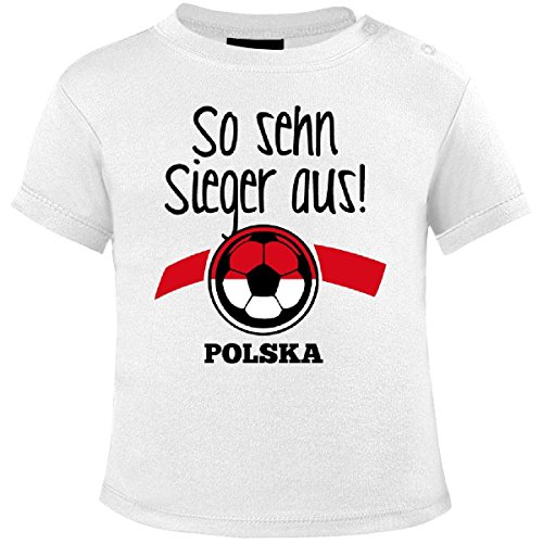 Mikalino Baby T-Shirt So sehn Sieger aus Polska kurzarm, Farbe:weiss;Grösse:56/62