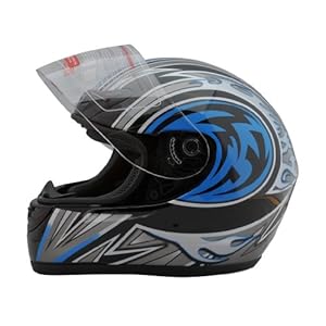 Dot Adult Blue Tribal Full Face Motorcycle Helmet (M:22.25-22.75 inches)