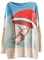 Purfeel Womens Ugly Chrismas Pullover Sweater Santa Reindeer