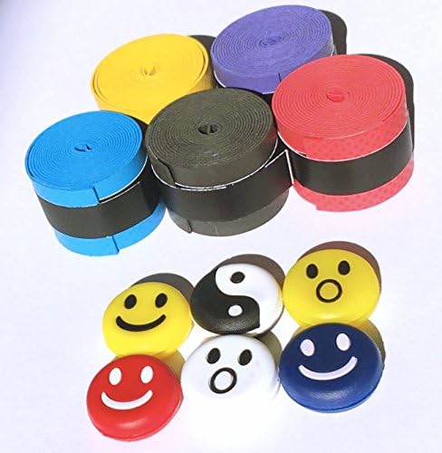 TA360 Racket OverGrip Vibration Dampener Multi-Packs for Tennis &amp; Badminton | Anti-Slip Tape | Soft Medium Tack | Comfortable Medium Thickness &amp; Absorbant | Smiley Vibration Dampeners