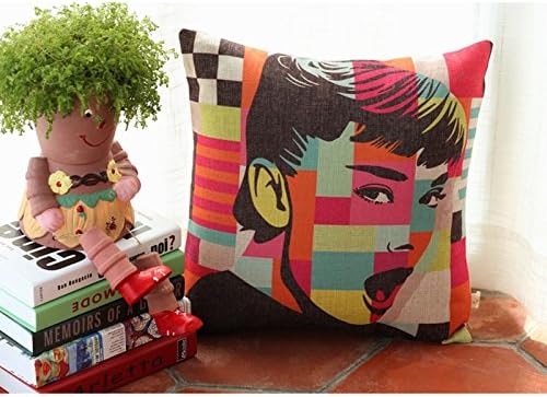 Della CollierPillow Case Audrey Hepburn Marilyn Monroe Chaplin Cotton Linen Car Sofa Chair Seat 18x18 inches Square Cushion Covers