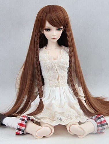 Fashion Kingdom® 1/3 8''-9'' Lolita Princess Long Curly Wavy Brown BJD Doll Wig with double tails straight hair wig for SD Dollfie Dream AOD DOD DK Volks Hair Girl Gift High Quality Baby Accessory
