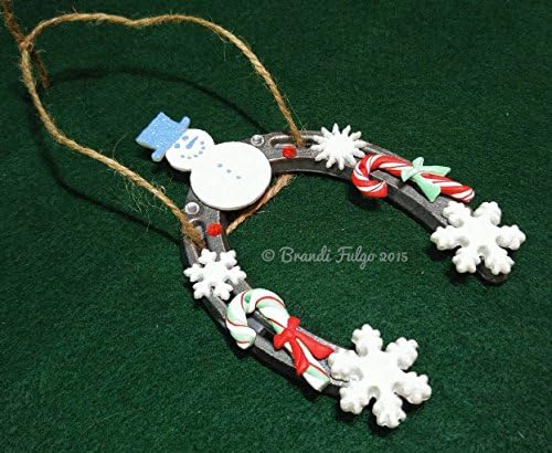 HANDMADE Authentic Real Horse Shoe Christmas Tree Ornament - Western - Snowman, Snowflakes, Candy Canes -- VERY UNIQUE