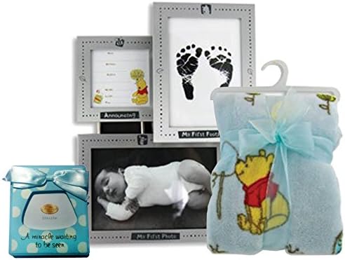 Mega Baby-Frame and Blanket Set-Winnie the Pooh Tri-Frame -10½", Waiting Miracle Frame, Pooh Fleece Blanket
