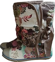 Sugar Boots Scrunchagami Asian Floral Tan