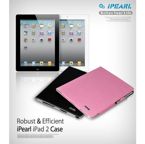 iPearl Leather Folio Case with Stylus for iPad 2 & 3 (Pink)