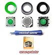 Blackberry Trackball Replacement Kit - Green Trackball & Green / White Rim, White Trackball & Silver Rim, Green / Black Trackball & Green Rim for Blackberry 8100 / 8130 / 8300 / 8310 / 8320 / 8800 / 8820 / 8830 / 8900 / 9000 / Curve / Pearl + Trackball Tool / Opener + FREE BONUS Digicom Screen Protector for Blackberry Curve 8300