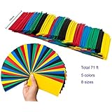 SummitLink&reg; (HT71ft) 145Pcs Large Size Heat Shrink Tube Combo Pack Total Length 71ft&nbsp;Jumbo heat-shrink Tube 5 Colors 8 Sizes Assorted Tubing Wrap Sleeve Set